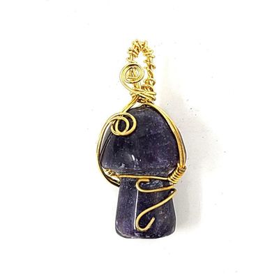 Wire Wrapped Mushroom Pendant - Amethyst, SKU S00-P217, UPC 700317379225