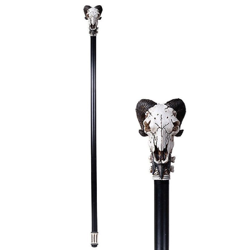 37.5&quot; Walking Cane - Ram Horn Skull, SKU PG-12549, UPC 700317072126