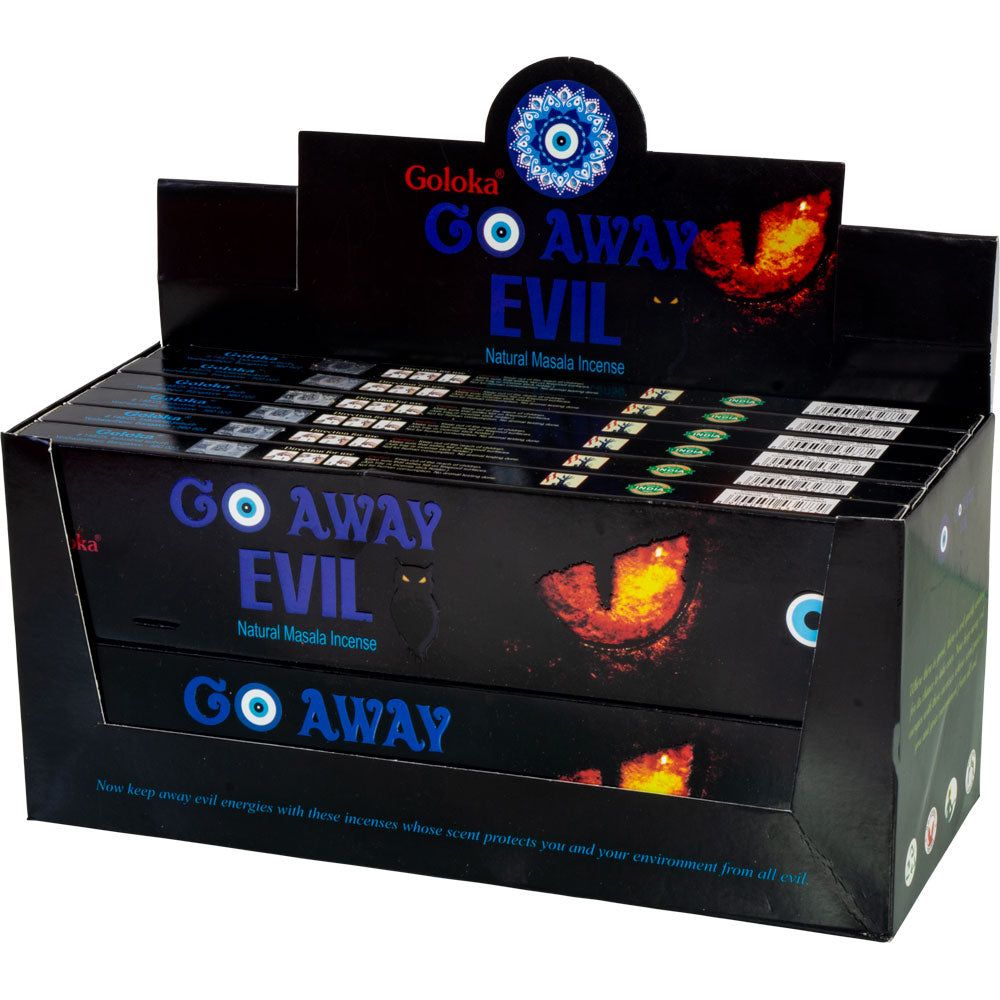 Goloka Incense 15 grams - Go Away Evil (Pack of 12), SKU KH-73121, UPC 700317067597