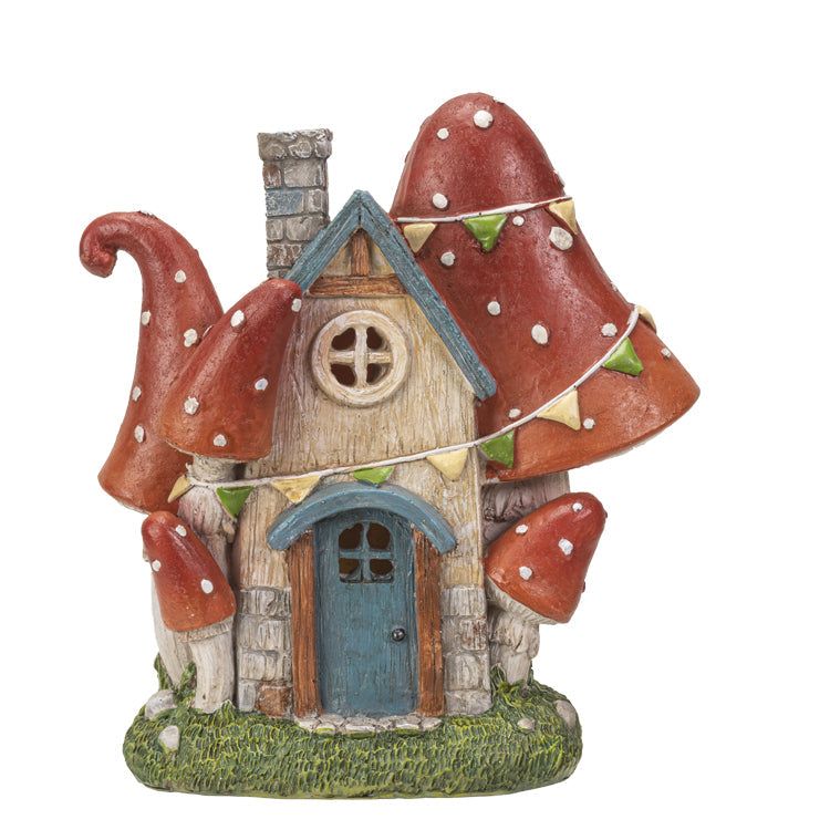 8&quot; Mushroom Garden Home with LED Light, SKU PG-14763, UPC 700317036395