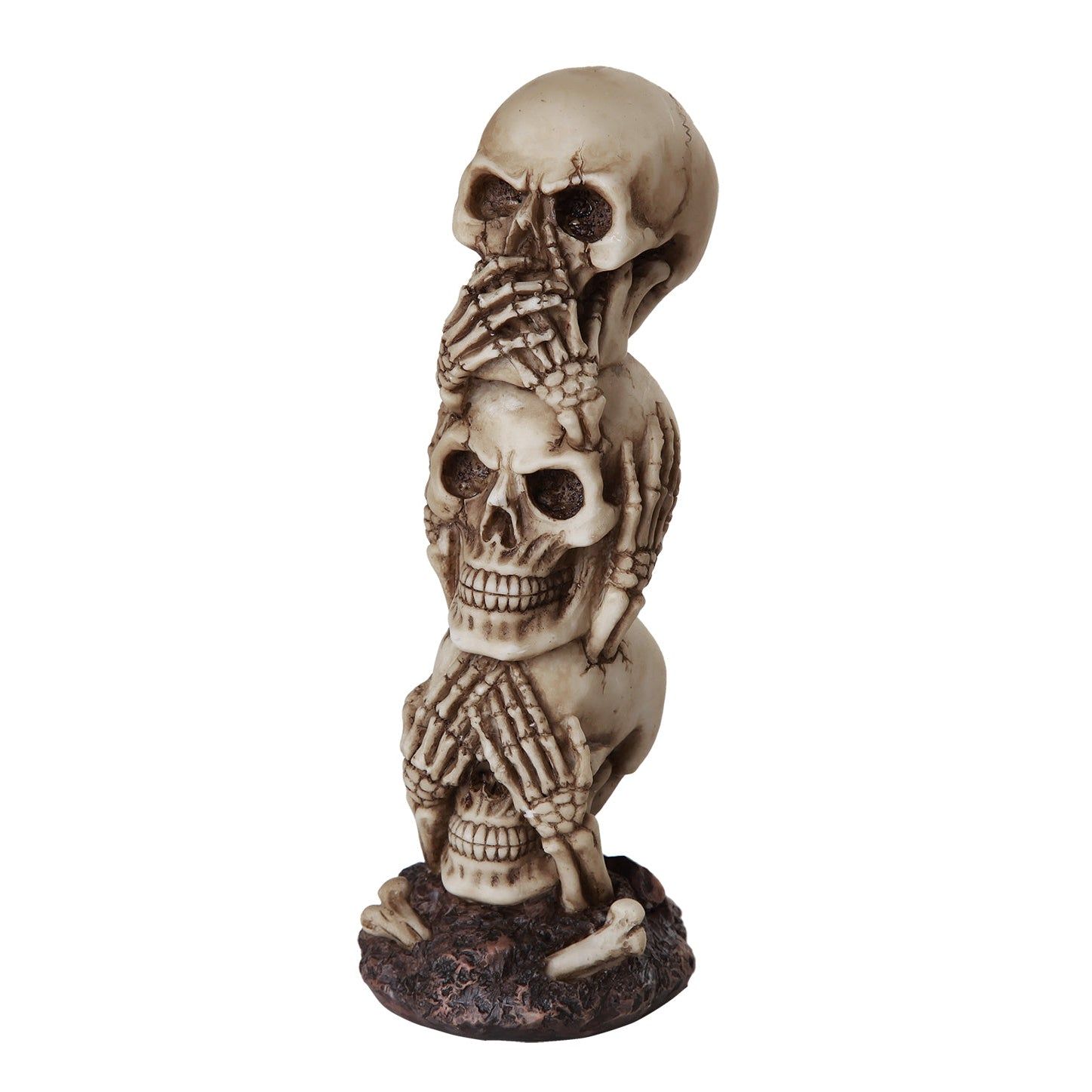 7.5&quot; See, Hear, Speak No Evil Skull Statue, SKU PG-12311, UPC 700317072041