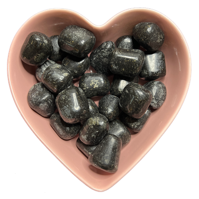 Black Galaxy Jasper Tumbled Stone Natural Gemstone - One Stone, SKU TR-55, UPC 700317056317