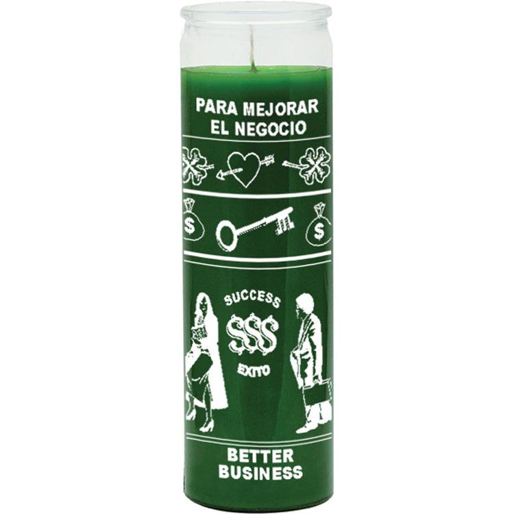 7 Day Glass Candle Better Business / Success - Green, SKU WP-575-050-05, UPC 700317117940