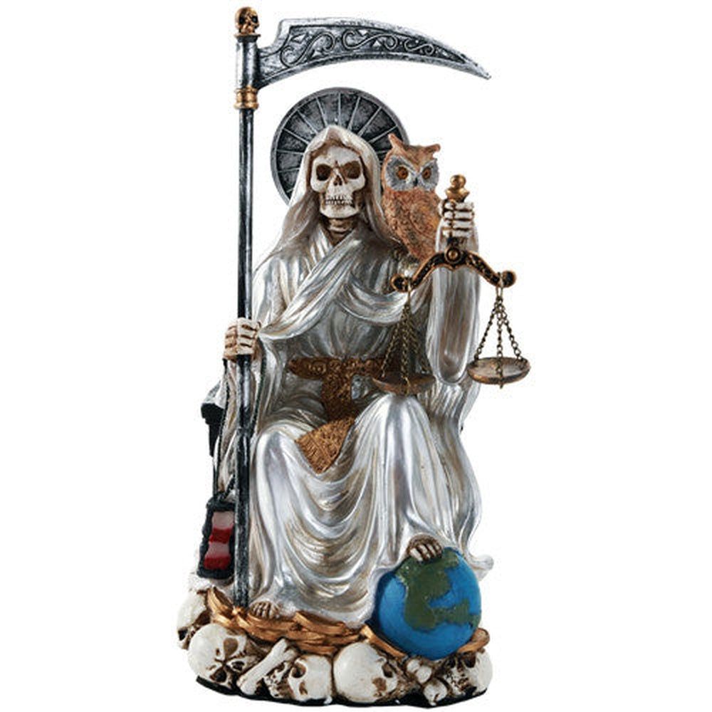 9&quot; Santa Muerte Skeleton Statue - White, SKU PG-11551, UPC 700317051510