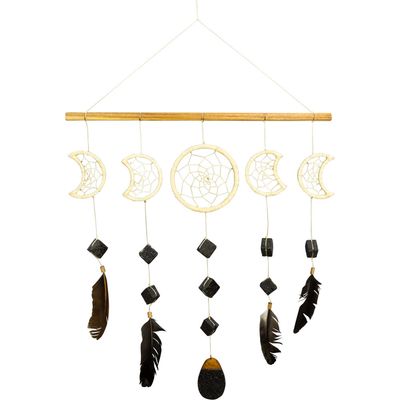 23&quot; Dream Catcher - Natural Moon Phases with Lava Stones, SKU KH-30271, UPC 700317068341