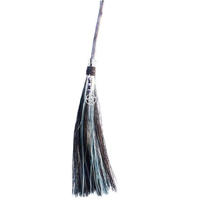 18&quot; Wicca Besom - Blue/ Black - Pentacle with Sodalite, SKU KH-27347, UPC 700317125570