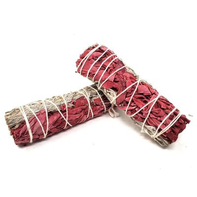 4&quot; Dragon&#39;s Blood, White Sage &amp; Blue Sage Smudge Stick, SKU SB66, UPC 6016008716786