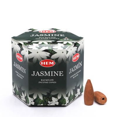 Jasmine HEM Backflow Incense Cones (40 Pack), SKU HBFC-JS, UPC 6016006656688
