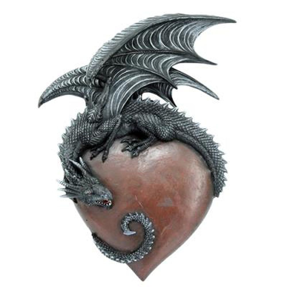 12.25&quot; Dragon on Heart Statue, SKU PG-10657, UPC 700317078012