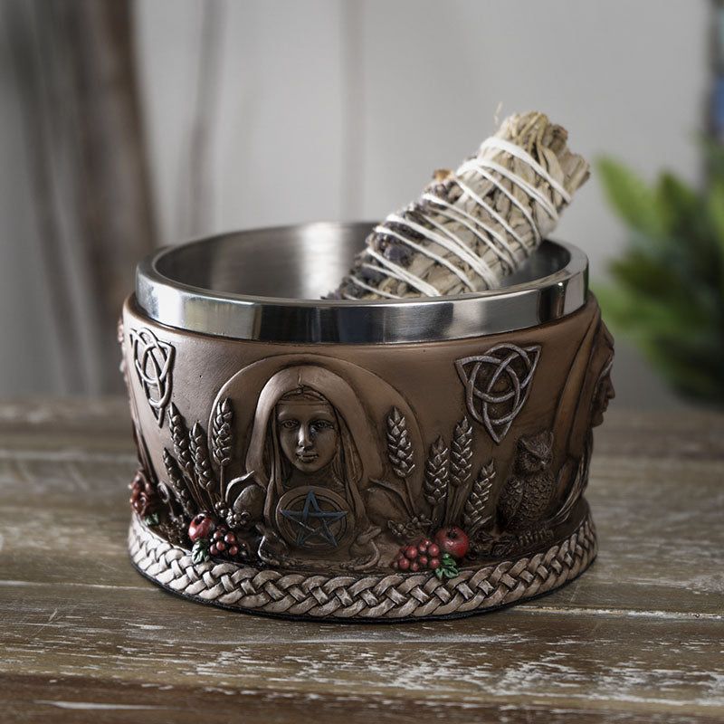 5&quot; Triple Goddess Smudge Bowl, SKU PG-14961, UPC 700317076513