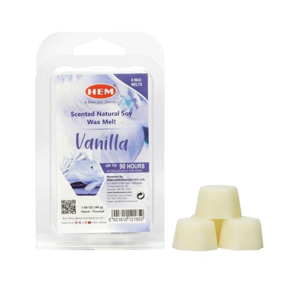 HEM Scented Natural Soy Wax Melt - Vanilla (Pack of 6 Melts), SKU 9628, UPC 6016019551505