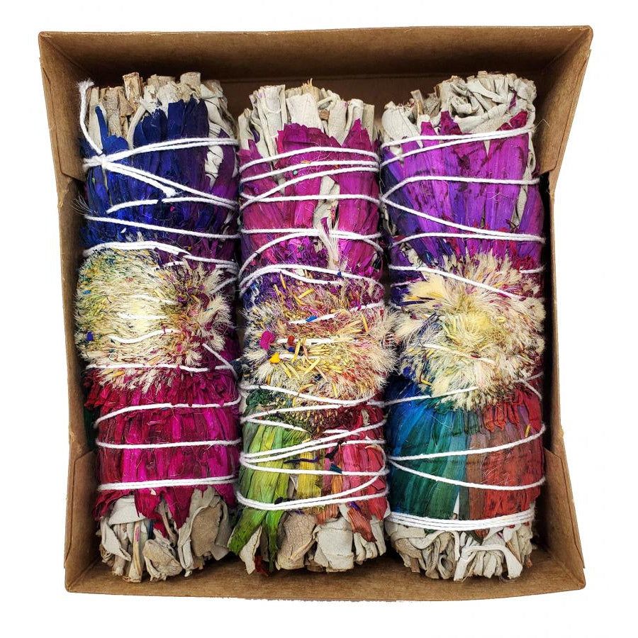 4&quot; Hummingbird Flower &amp; White Sage Smudge Stick, SKU SB71, UPC 700317035619