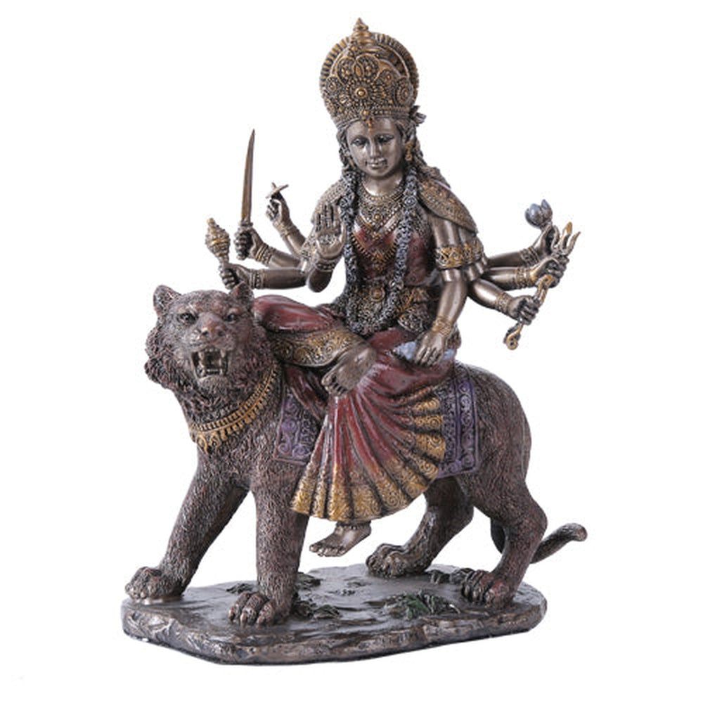 8.5&quot; Hindu Statue - Durga on Tiger, SKU PG-11268, UPC 700317053460