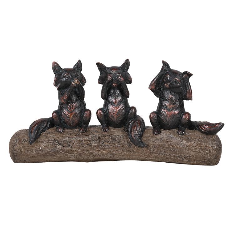 10&quot; See, Hear, Speak No Evil Foxes Statue, SKU PG-13638, UPC 700317252726