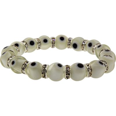 8 mm Elastic Bracelet - Evil Eye Protection - White, SKU KH-98828, UPC 700317066347