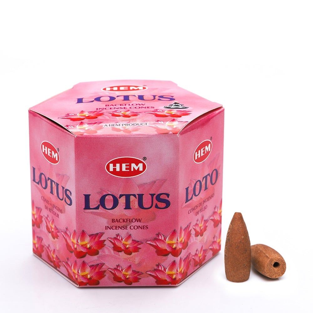 Lotus HEM Backflow Incense Cones (40 Pack), SKU HBFC-LT, UPC 6016023085010