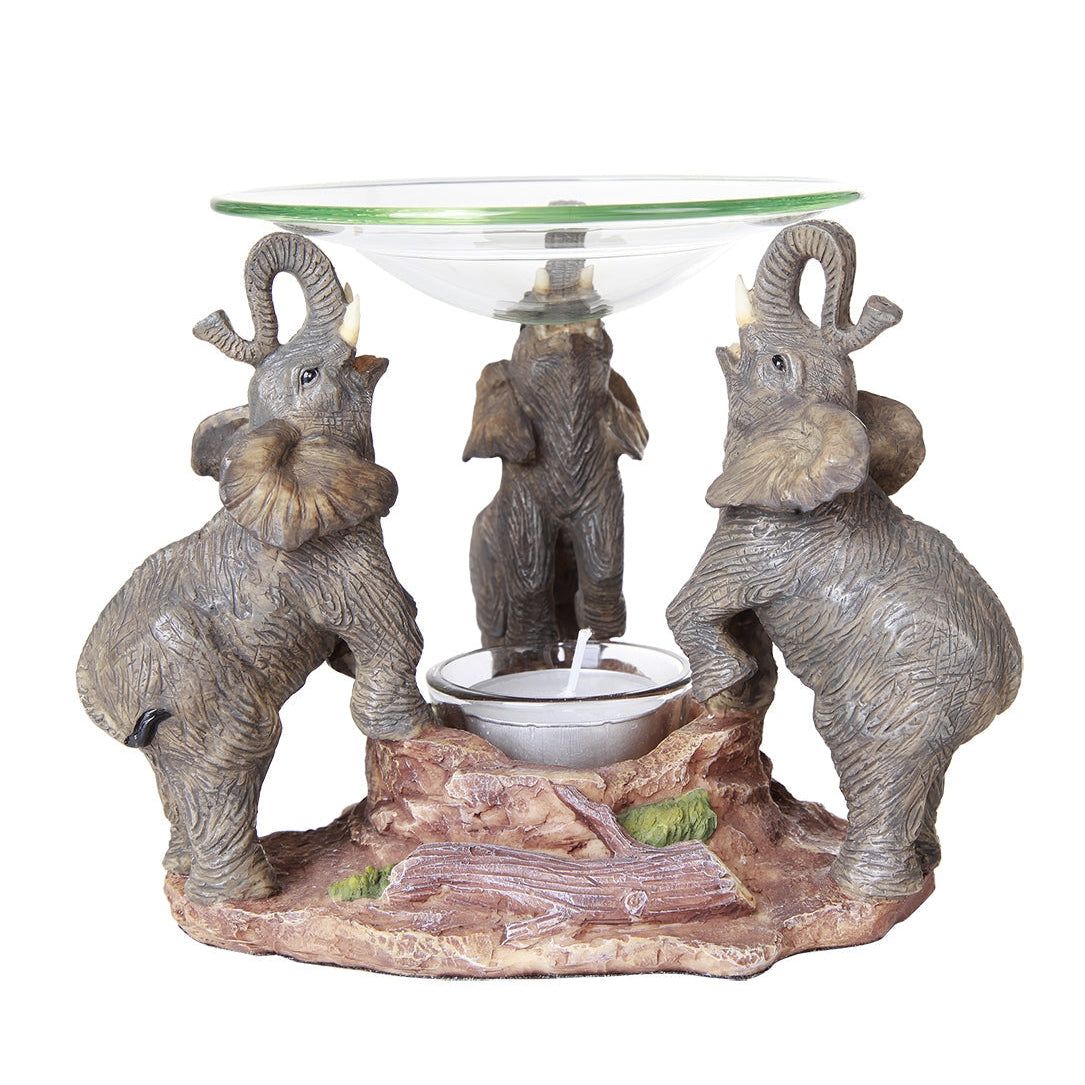 6.25&quot; Elephants Glass Oil Burner, SKU PG-12320, UPC 700317047216