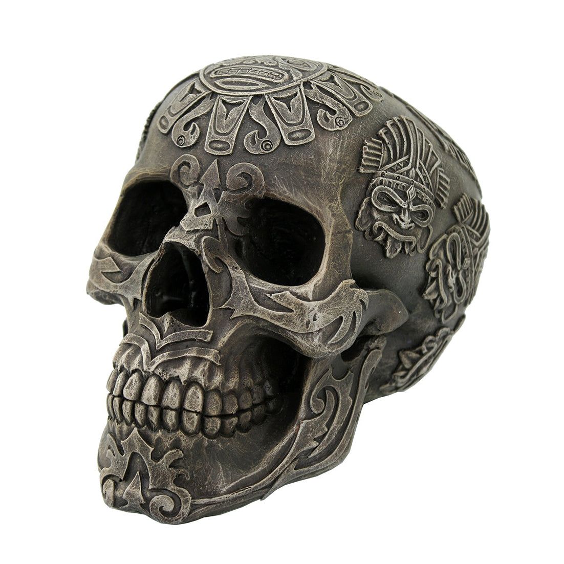 6.25&quot; Aztec Skull Statue, SKU PG-12148, UPC 700317071990