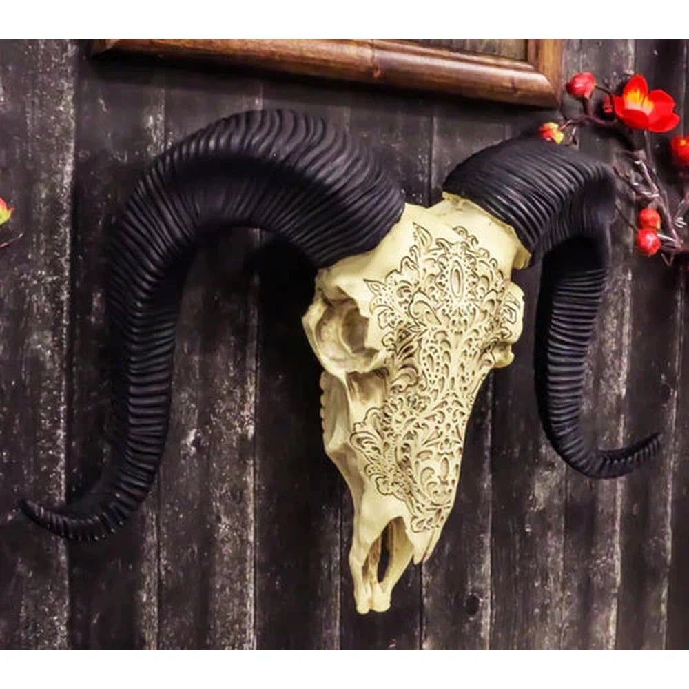 19.3&quot; Carved Resin Cow Skull, SKU PG-14976, UPC 700317070849