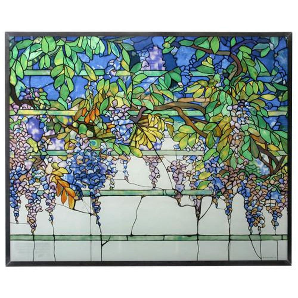 11.25&quot; x 14&quot; Tiffany Wisteria Stained Glass Panel, SKU PG-Y8309, UPC 700317295143