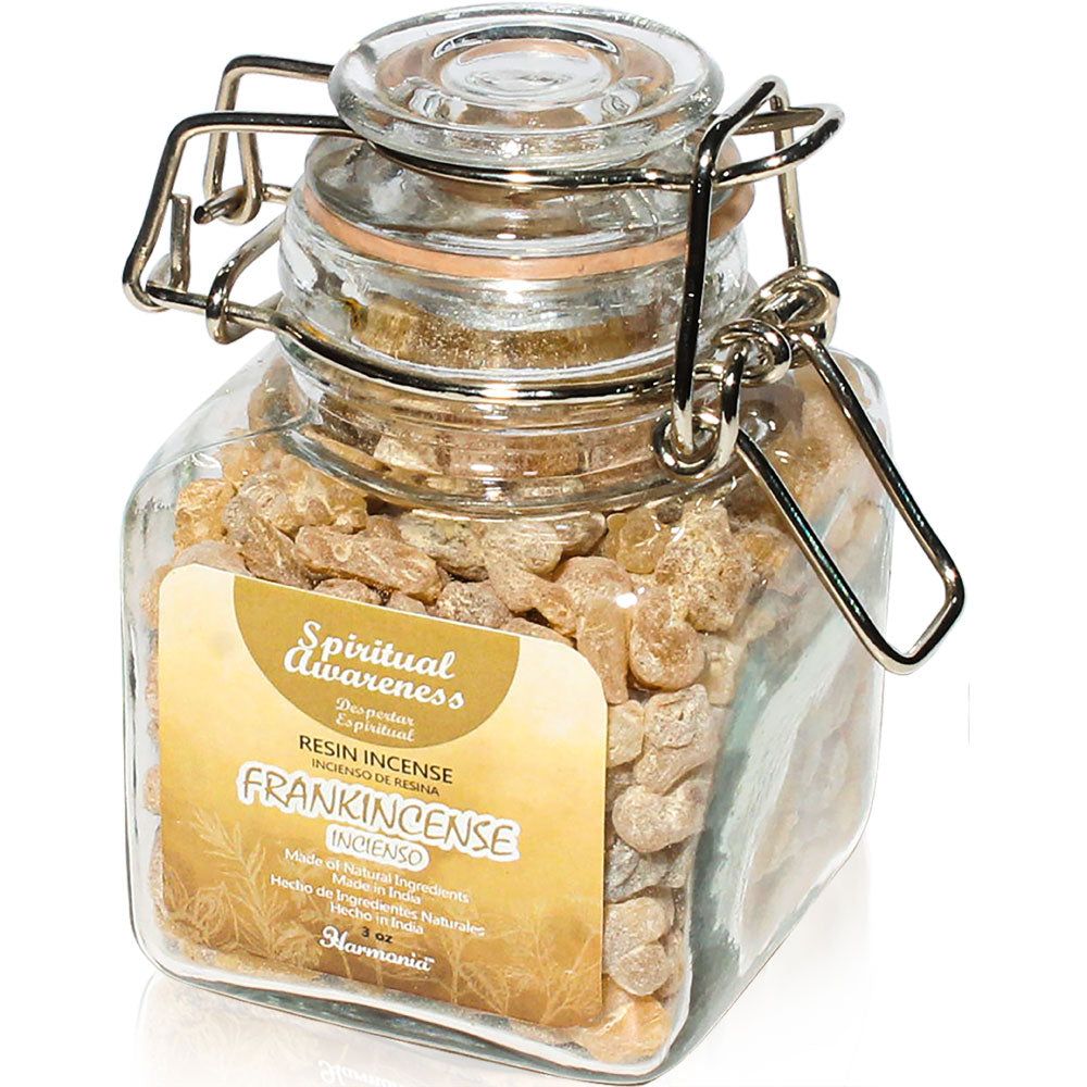 3 oz Harmonia Resin Incense Glass Jar - Frankincense - Spiritual Awareness, SKU KH-73354, UPC 70031…