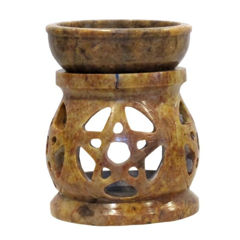 3&quot; Pentacle Carved Soapstone Oil Aroma Lamp, SKU STSB, UPC 6016008862810