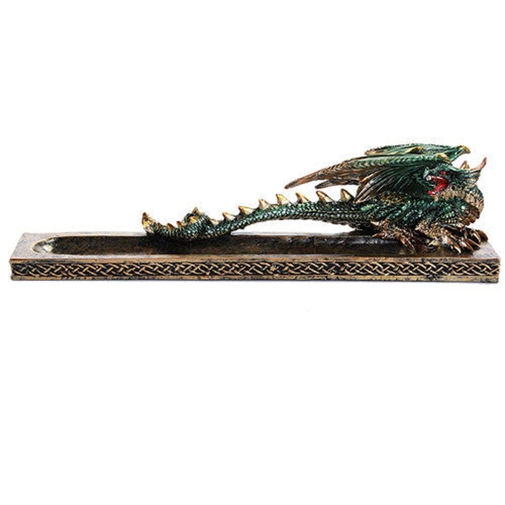 11&quot; Green Dragon on Gold Stick Incense Burner, SKU PG-11432, UPC 700317047162