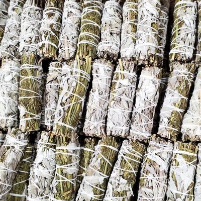 4&quot; White Sage &amp; Rue Smudge Stick, SKU A05-MS1-Rue, UPC 700317252887