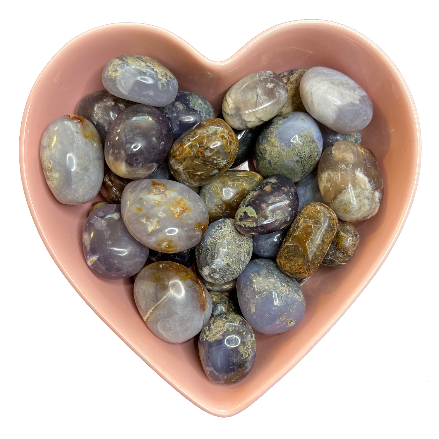 Purple &amp; White Chalcedony Tumbled Stone Natural Gemstone - One Stone, SKU TR-1, UPC 700317015864