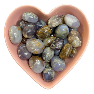 Purple &amp; White Chalcedony Tumbled Stone Natural Gemstone - One Stone, SKU TR-1, UPC 700317015864