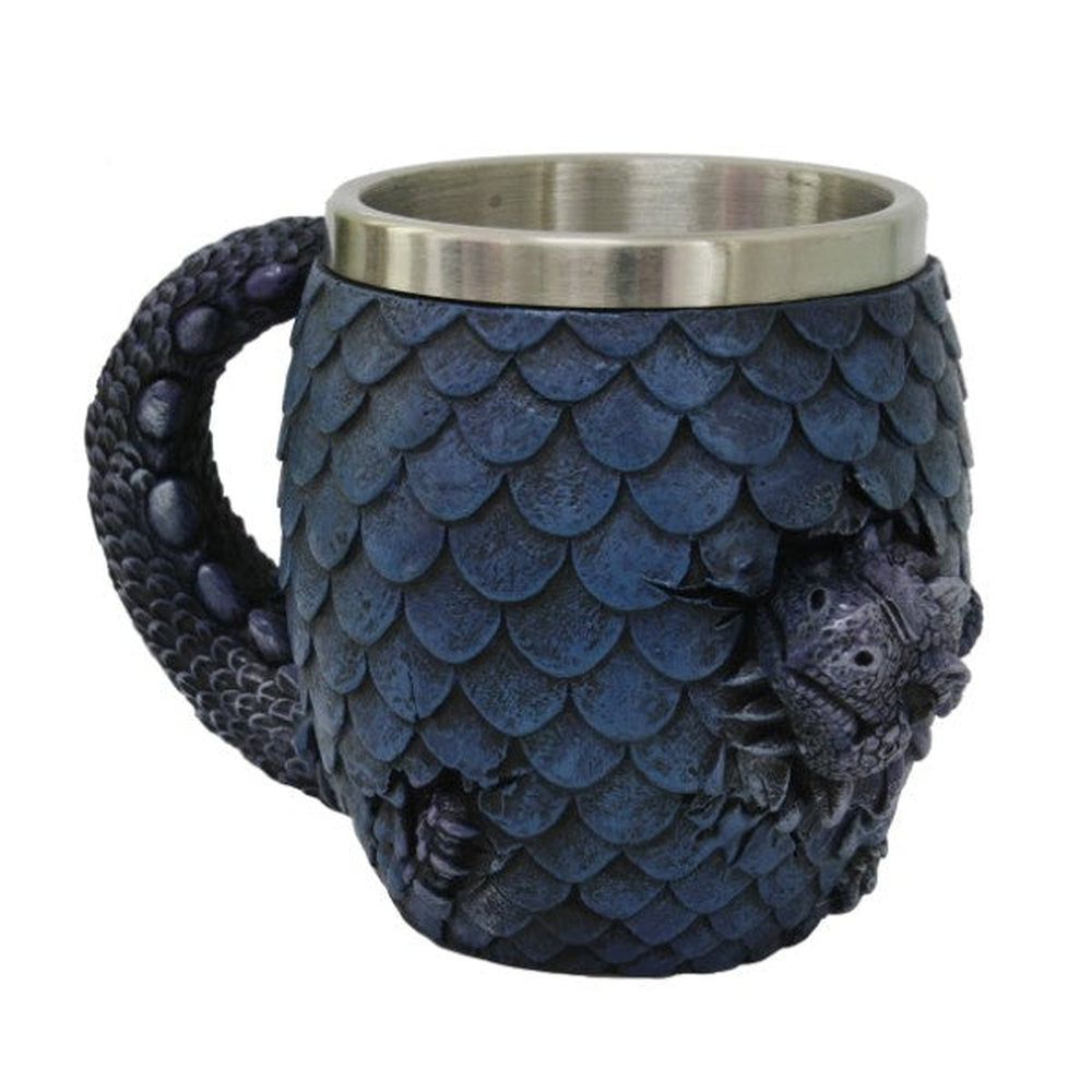 5.8&quot; Stainless Steel Resin Mug - Dragon Hatchling Blue, SKU PG-13002, UPC 700317044871