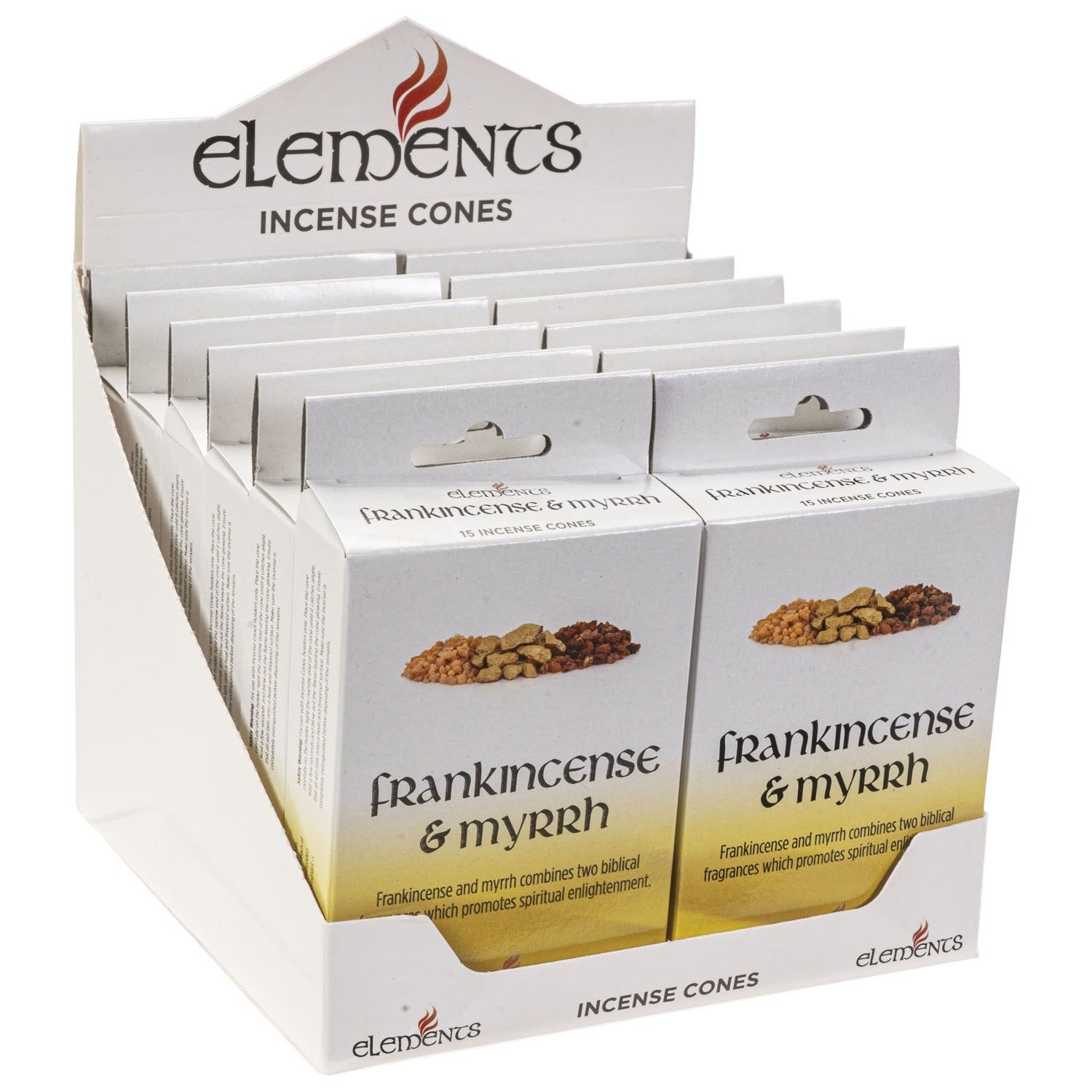 Elements Incense Cones Display - Frankincense and Myrrh (12 Packs of 15 Cones), SKU PG-14456, UPC 7…