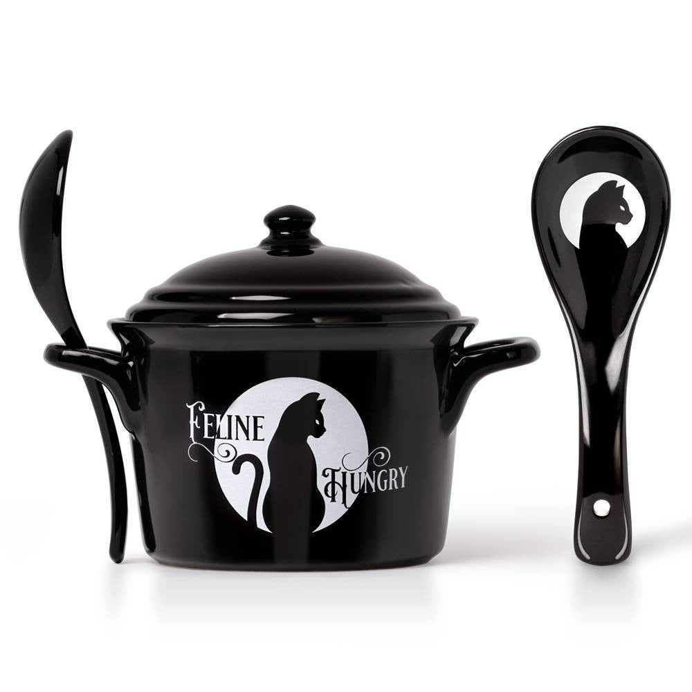 6&quot; Bowl/Serving Dish with Spoon Set - Feline Hungry, SKU AL-MRB7, UPC 700317064596