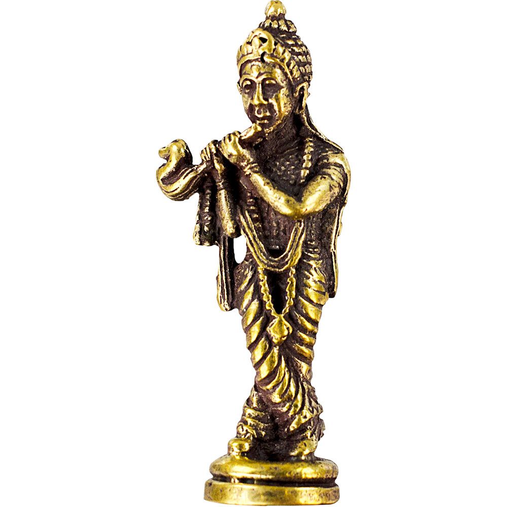 1.8&quot; Mini Brass Figurine - Krishna (Pack of 3), SKU KH-33442, UPC 700317246275