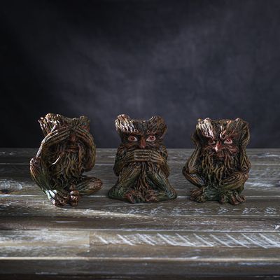 3.6&quot; Sitting Greenman Statue Set - See, Hear, Speak No Evil (Set of 3), SKU PG-14681, UPC 700317295…