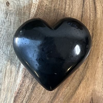 3” Puffed Gemstone Heart - Black Tourmaline, SKU 30108049, UPC 6016000816859