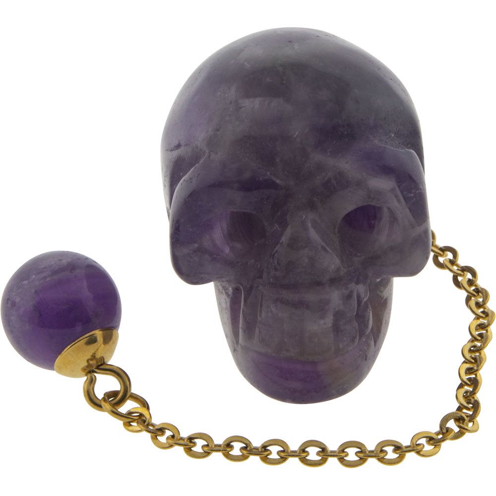 Gemstone Skull Pendulum - Amethyst, SKU KH-61212, UPC 700317125099