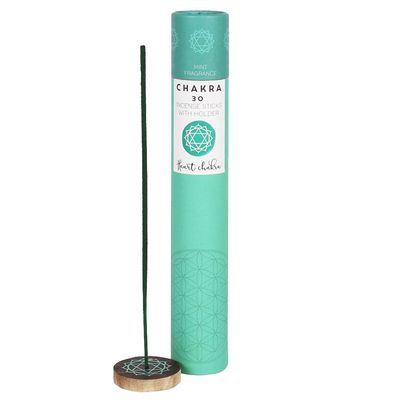 Chakra Incense Sticks with Holder - Heart - Mint (30 Sticks), SKU PG-13970, UPC 700317075622