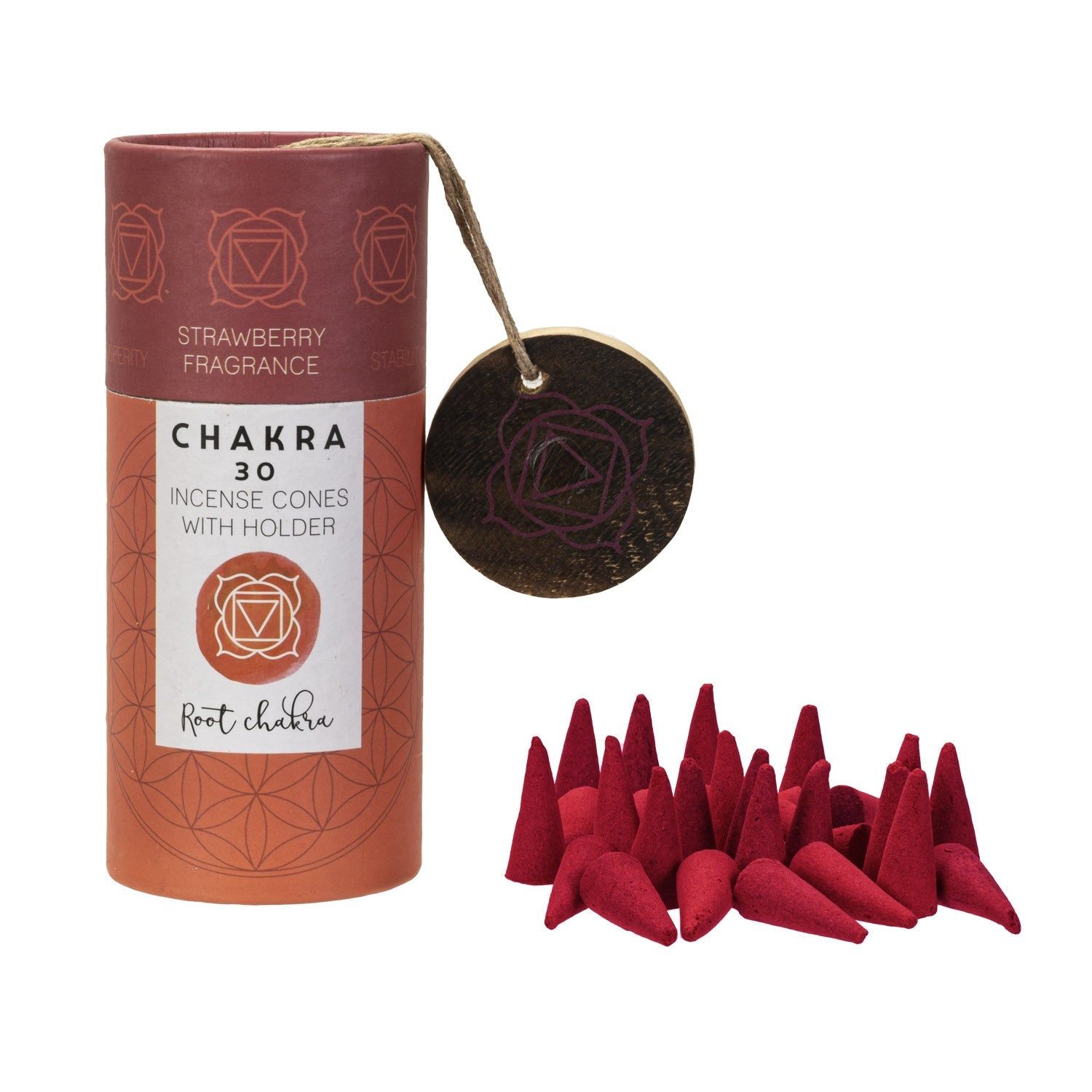Chakra Incense Cones with Holder - Root (Pack of 30), SKU PG-14250, UPC 700317031772