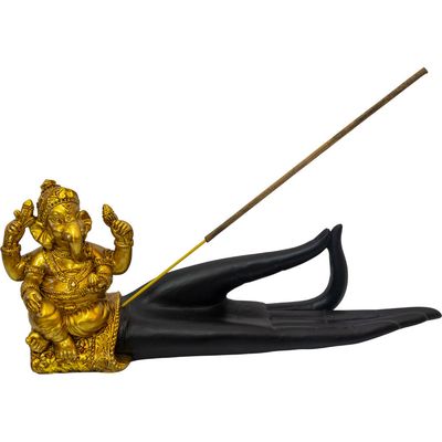 9.5&quot; Polyresin Incense Holder - Ganesha Mudra Hand, SKU KH-89720, UPC 700317066767