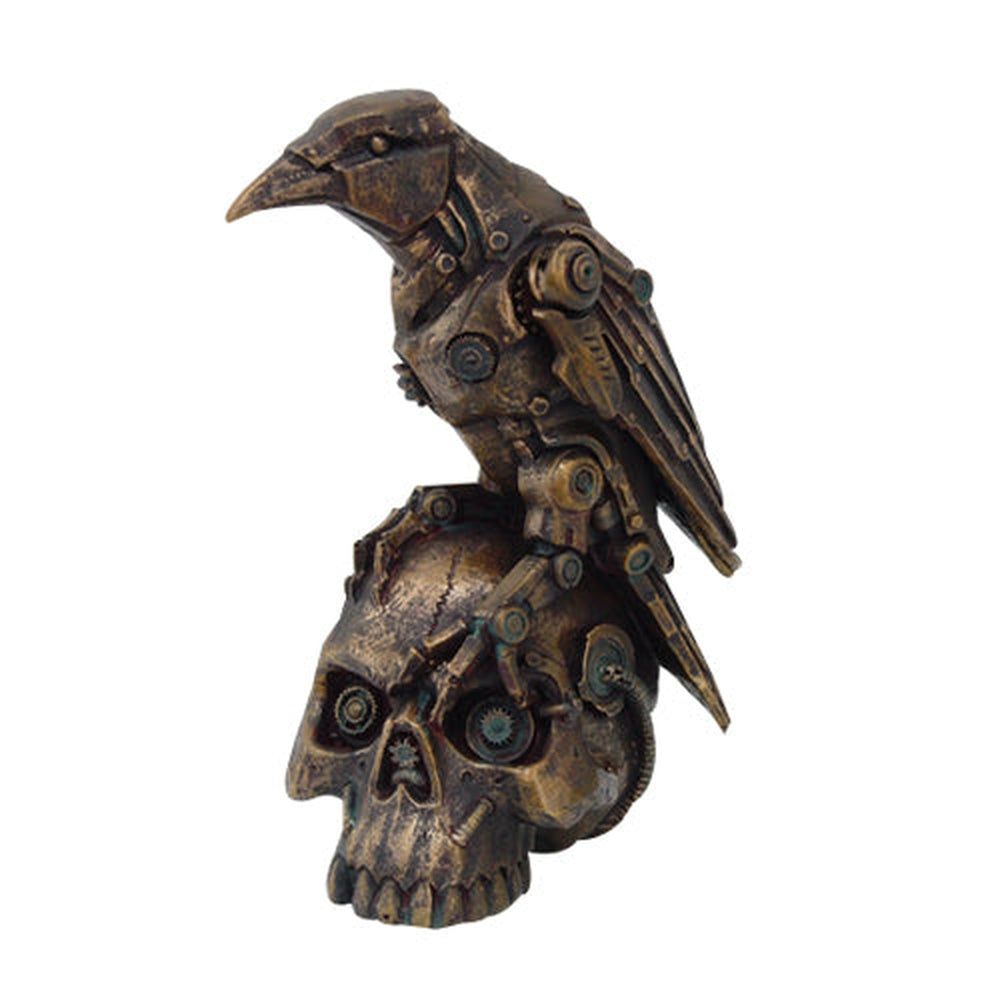 5.9&quot; Steampunk Raven on Skull Statue, SKU PG-9937, UPC 700317072881