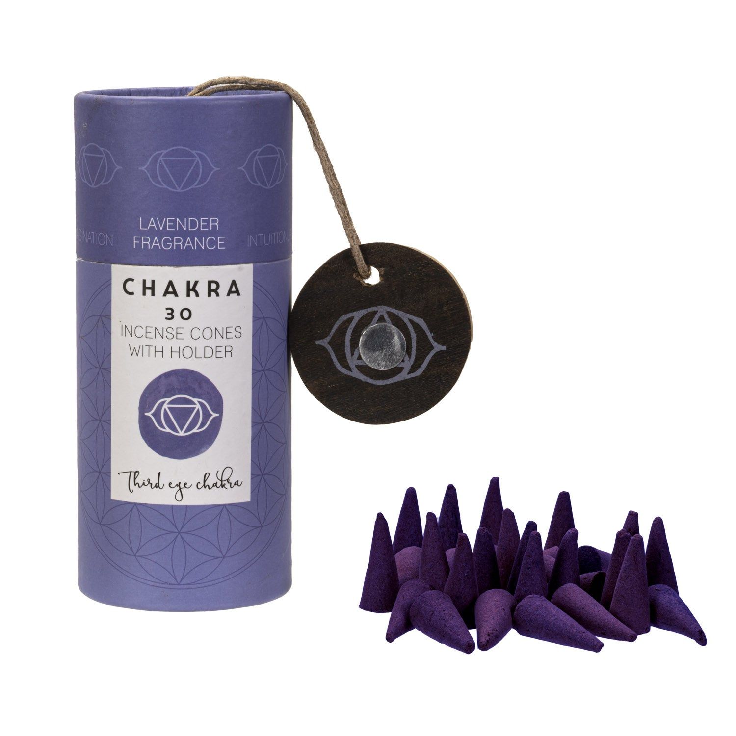 Chakra Incense Cones with Holder - Third Eye (Pack of 30), SKU PG-14255, UPC 700317031826