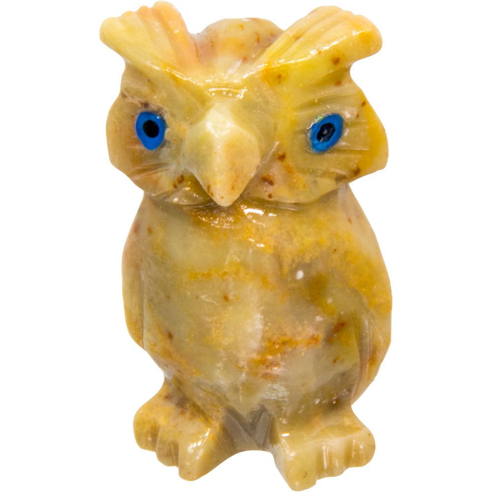 1.25&quot; Dolomite Spirit Animal Carving - Owl, SKU KH-33635-D5, UPC 700317122517