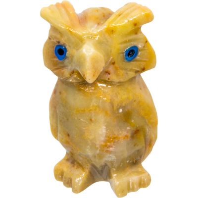 1.25&quot; Dolomite Spirit Animal Carving - Owl, SKU KH-33635-D5, UPC 700317122517