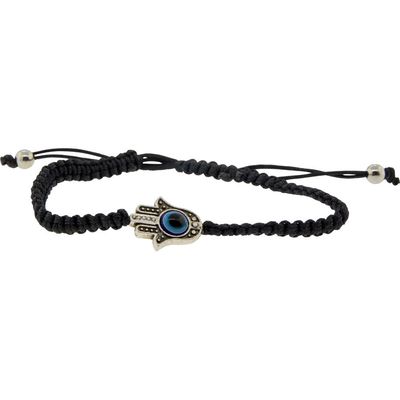 Adjustable Evil Eye Bracelet - Black with Gems, SKU KH-98825, UPC 700317066491