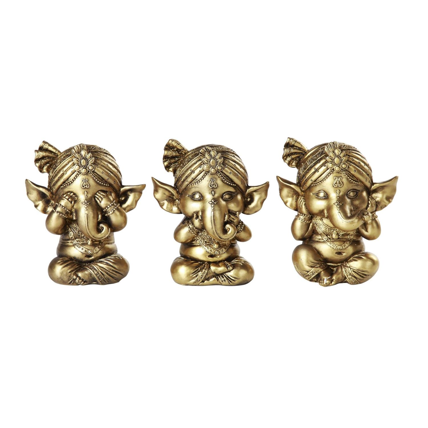 4&quot; Ganesha Statue Set - See, Hear, Speak No Evil (Set of 3), SKU PG-12090, UPC 700317053620