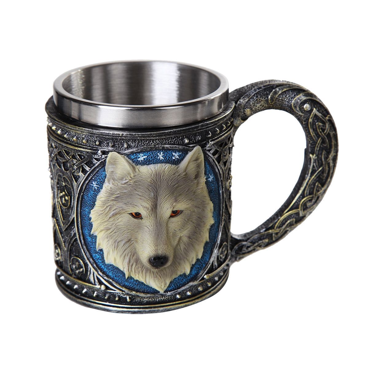 6&quot; Stainless Steel Resin Mug - Wolf, SKU PG-12305, UPC 700317045472