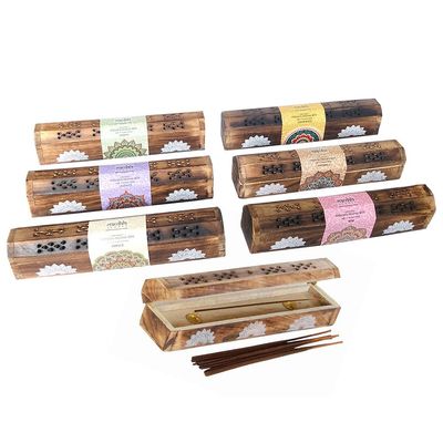 Mandala Incense Wooden Box Gift Set (Set of 6), SKU PG-14859, UPC 700317033554