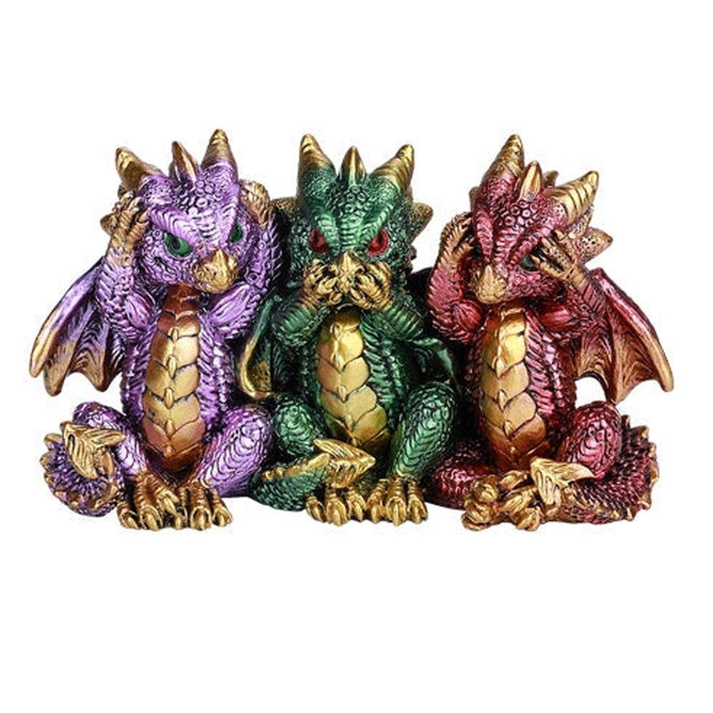 5.5&quot; Dragon Statue - See, Hear, Speak No Evil, SKU PG-13274, UPC 700317079187
