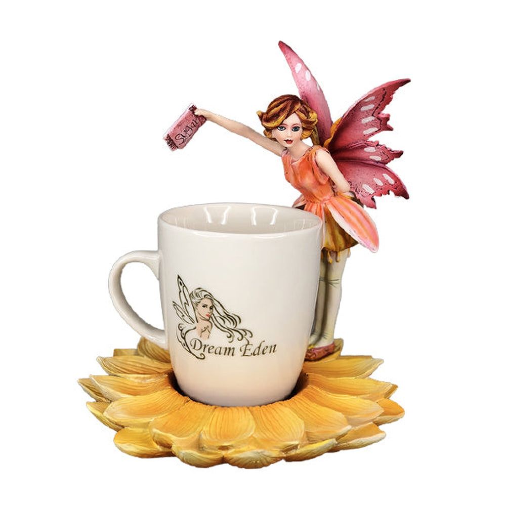 6.9&quot; Red Fairy with Ceramic Cup, SKU PG-12936, UPC 700317119432